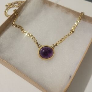 18kt Gold vermeil  Necklace with 6 carat genuine Amethyst